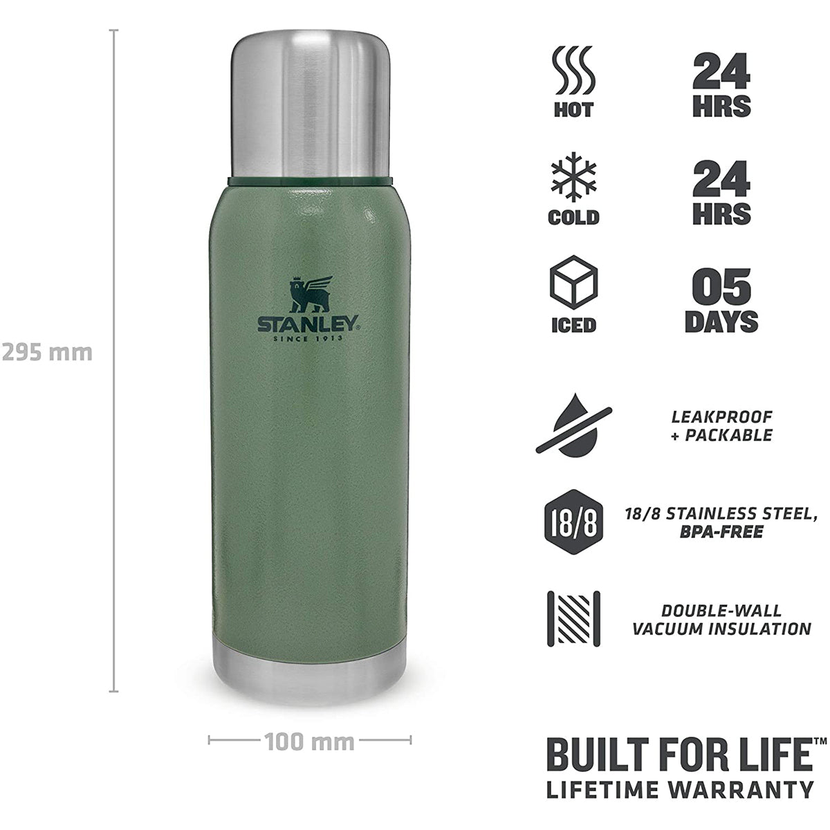 Stanley ADV 1.1QT Vaccum Bottle H.Green