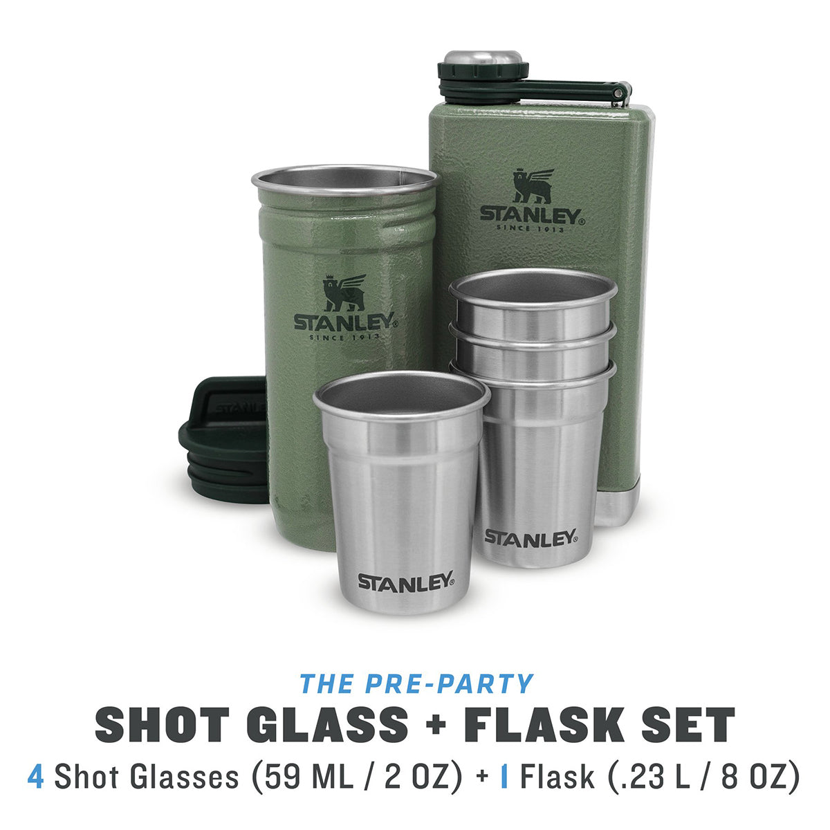 Stanley ADV Nest Shot Glass & Flask Set H.Green