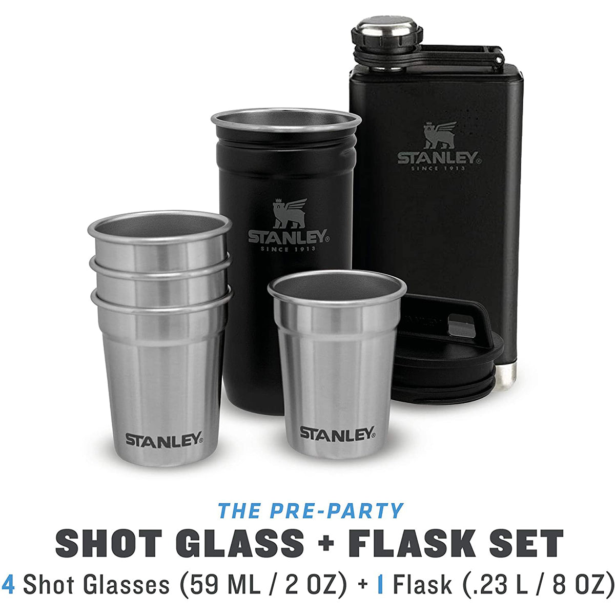 Stanley ADV Nest Shot Glass & Flask Set Matt Black