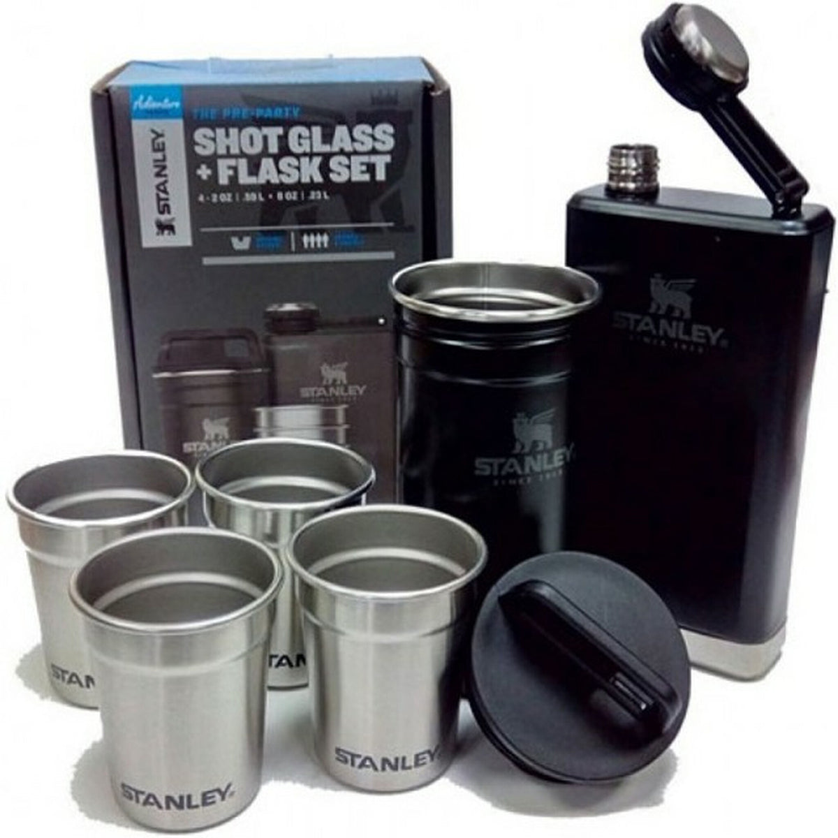 Stanley ADV Nest Shot Glass & Flask Set Matt Black
