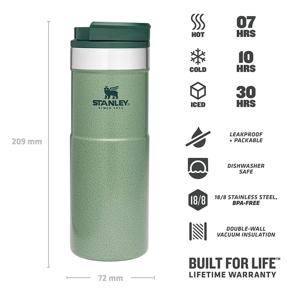 Stanley CLA Neverleak Travel Mug 473ml/16oz H.Green
