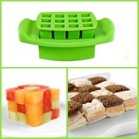 Fun Bites Food Cutter for Kids, Green Squares