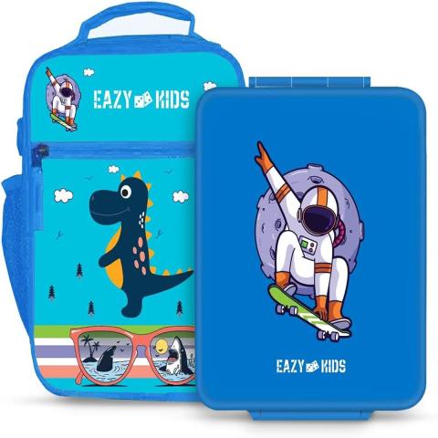 Eazy Kids Eazy Kids Bento Boxes wt Insulated Lunch Bag Combo Baby Astronaut Blue
