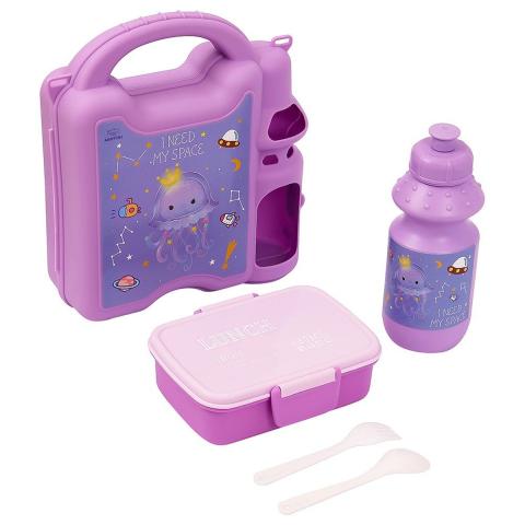Eazy Kids Eazy Kids - Space Lunch Box w/ Bottle - Purple