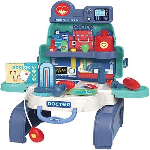 Little Story Little Story Role Play DoctorNurseClinic Toy Set School Bag 23 Pcs Blue 3 In 1 Mode