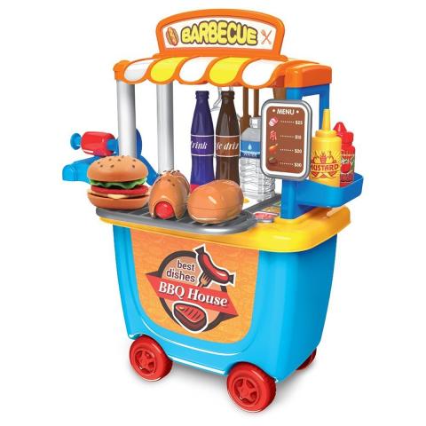Little Story Little Story - Role Play BBQ Station/Food Cart 33pcs - Blue