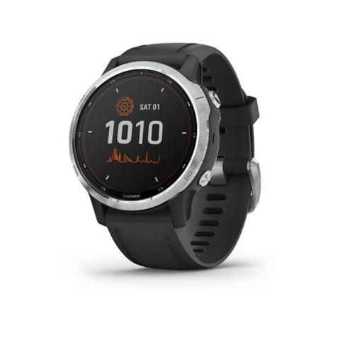 Garmin Fenix 6S Solar, Solar-powered Multisport GPS Watch, Advanced Training Features and Data, Silver with Black Band