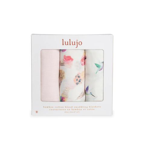 Lulujo 3-Pack Bamboo Muslin Swaddle Blankets - Pretty Pink
