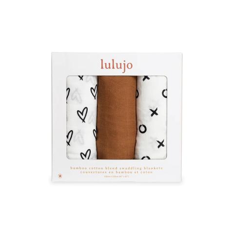 Lulujo 3-Pack Bamboo Muslin Swaddle Blankets - All Natural