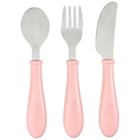 Beaba Set de 3 couverts inox old pink