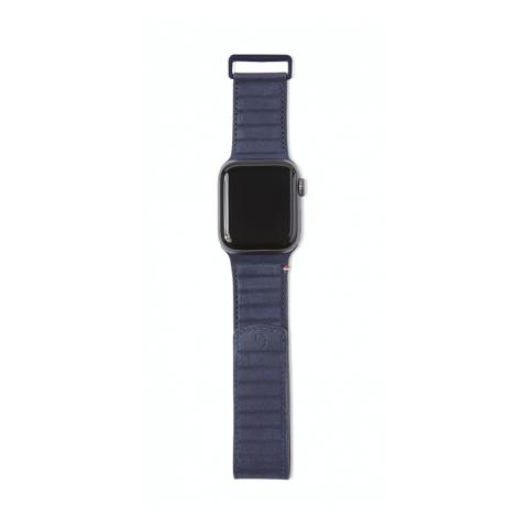 Decoded DECODED 42-44mm Leather Magnetic Traction Strap for Apple Watch Series 5, 4, 3, 2, and 1 - Blue