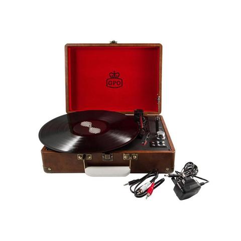 GPO Retro GPO Attache Vinyl Record Player Brown