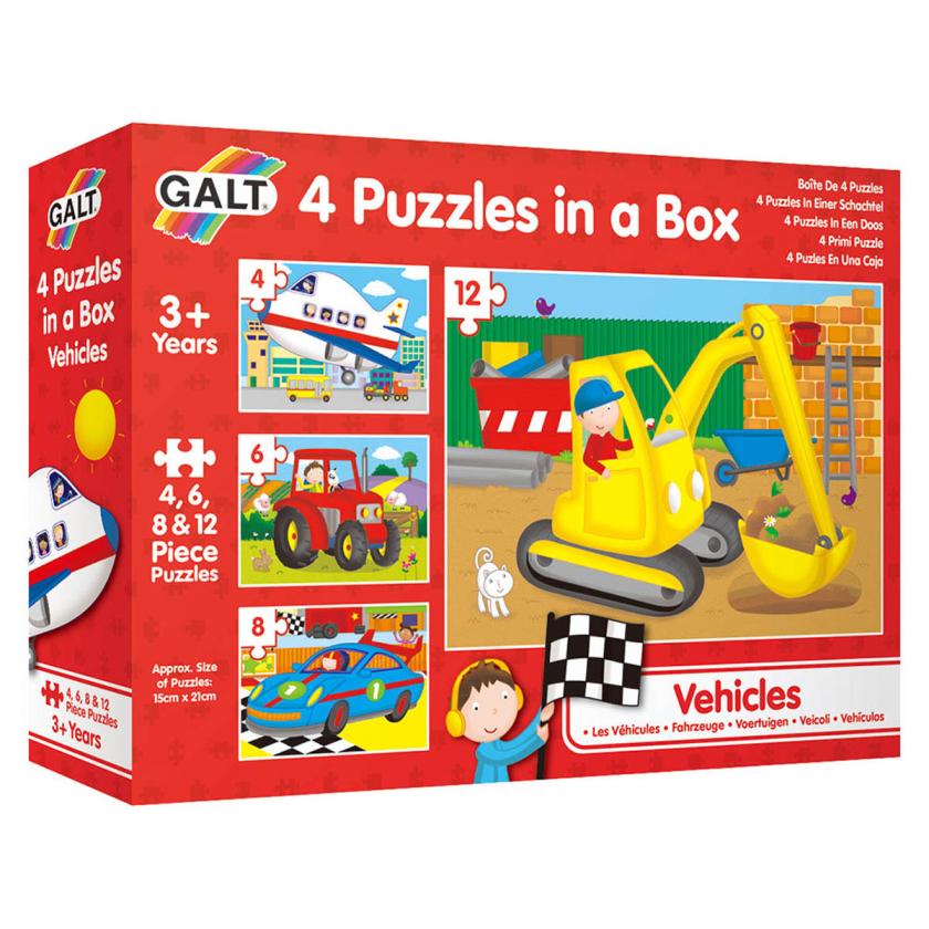 Galt Vehicles 4 Puzzles in a Box 30pcs