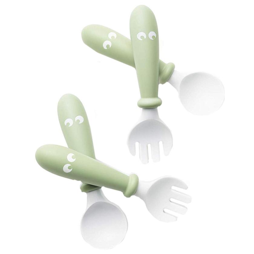 BABYBJORN Set of Baby Spoon and Fork 4 Pc - Powder Green