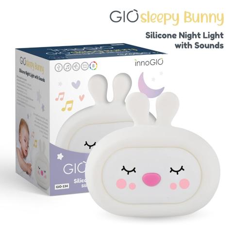 InnoGio GIO Sleepy Bunny, Kids silicone Night Light with Sounds