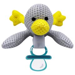 Baby Works Pacifier Holder Breathable Toy Grey Duck, Quack