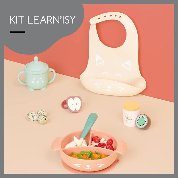 BabyMoov - Learn ISY 4 Piece Silicone Meal Set for Babies | BPA Free &amp; Dishwasher Safe | 15-24 Months &ndash; Terracotta Fox