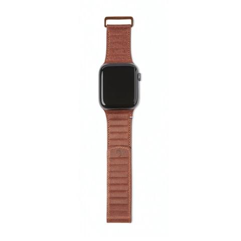 Decoded 42-44mm Leather Magnetic Traction Strap for Apple Watch Series 5, 4, 3, 2, and 1 - Brown