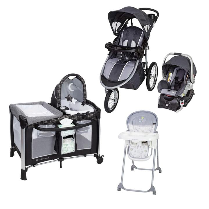 BABY TREND Cityscape Jogger Travel System Moonstone &amp; GoLite ELX Nursery Center &amp; Hi-Lite High Chair