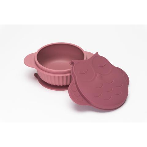 InnoGio GIO Owl Infant and Toddler Bowl with Lid, Dishwasher &amp; Microwave Safe, Pink