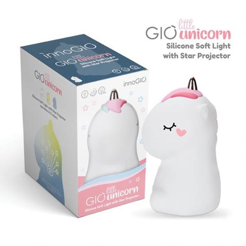 InnoGio GIO Little Unicorn, Kids silicone Night Light with Star Projector