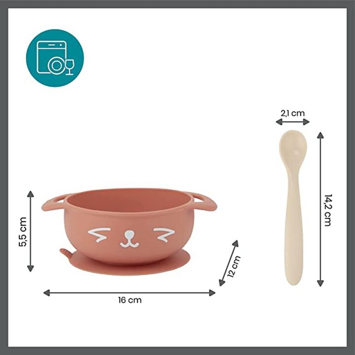 BabyMoov 2-Piece Silicone Bowl &amp; Spoon Weaning Set, Peach
