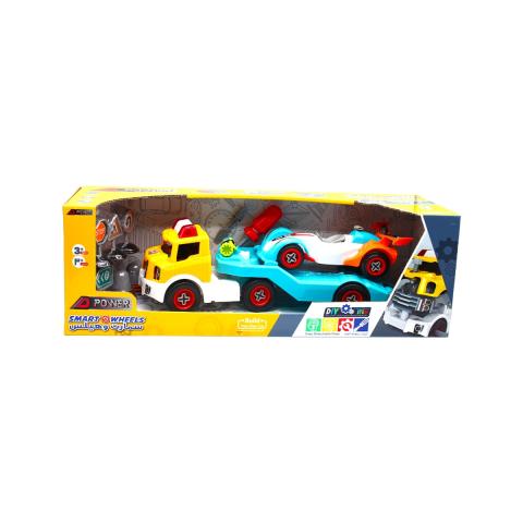 D-Power DIY Smart Wheels Race Car with Truck for Kids | Car Building Toy Kit | 2 in 1 Combo, Scale 1:24