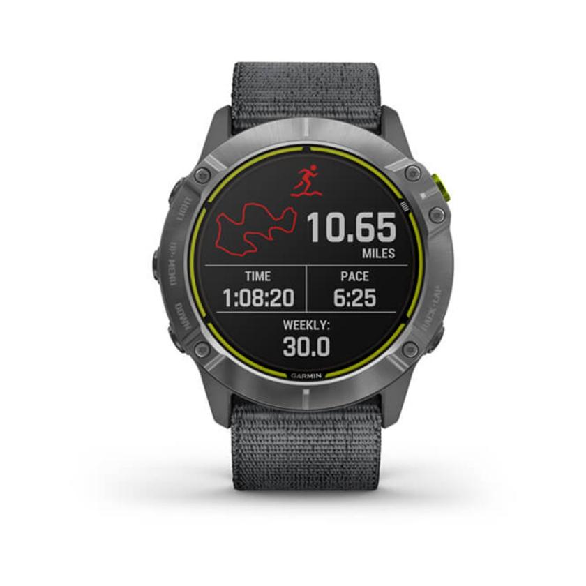 Garmin Enduro Ultraperformance Multisport GPS Watch, Solar Charging, Battery Life Up to 80 Hours in GPS Mode, Steel with Gray UltraFit Nylon Band