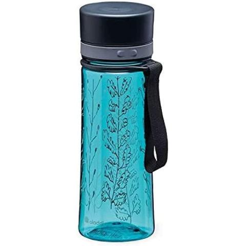 Aladdin Aveo Water Bottle 0.35L Aqua Blue Wildflower Print &ndash; - Leakproof - Wide Opening For Easy Fill - Bpa-Free - Smooth Drinking Spout - Stain And Smell Resistant - Dishwasher Safe