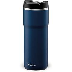 Aladdin Barista Java Thermavac Leak-Lock Stainless Steel Thermos Travel Mug for Hot Drinks 0.47L Navy Blue &ndash; Keeps Hot for 4 Hours - BPA-Free Reusable Coffee Cups - Leakproof - Dishwasher Safe
