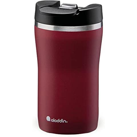Aladdin Barista Caf&eacute; Thermavac Leak-Lock Stainless Steel Thermos Travel Mug for Hot Drinks 0.25L Burgundy Red &ndash; Keeps Hot for 2.5 Hours - BPA-Free Reusable Coffee Cups - Leakproof - Dishwasher Safe