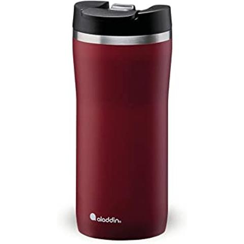Aladdin Barista Mocca Thermavac Leak-Lock Stainless Steel Thermos Travel Mug for Hot Drinks 0.35L Burgundy Red &ndash; Keeps Hot for 3 Hours - BPA-Free Reusable Coffee Cups - Leakproof - Dishwasher Safe