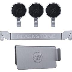 Blackstone 5188 Rear Gate, 3 Magentic Hooks and Tool Combo, Flat Top Griddle Accessories, Stainless Steel Barbeque Cooking Utensil Holder and Grease Guard, Silver