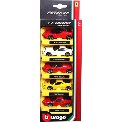 Bburago B18-56105 1:64 Scale &amp;quot;Race And Play Ferrari&amp;quot; Die-Cast Car Model (Set of 5)