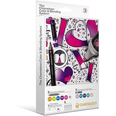 Chameleon Kidz Color &amp; Blending System 6 Marker Pen + 6 Color Tops - SET 3 - Perfect for any art or craft activity such as architecture, portraits, nature, and more.