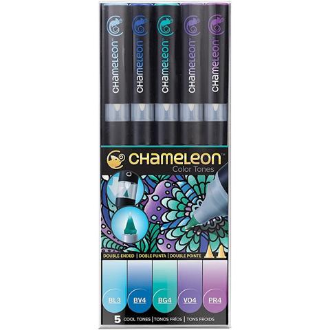 Chameleon Kidz Art Products, 5-Pen, Cool Tones Set