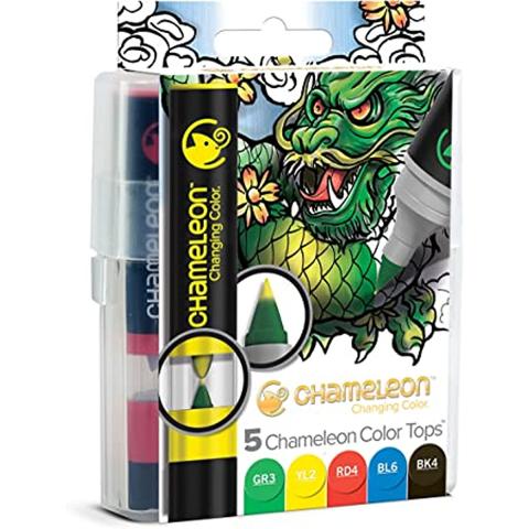 Chameleon Kidz Art Products, Primary Tones, Color Tops, Quick and Easy Blending - Set of 5