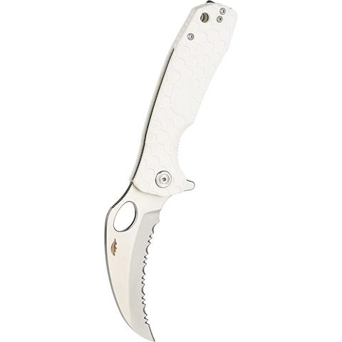 Honey Badger Serrated Folding Claw Knife, Large, White