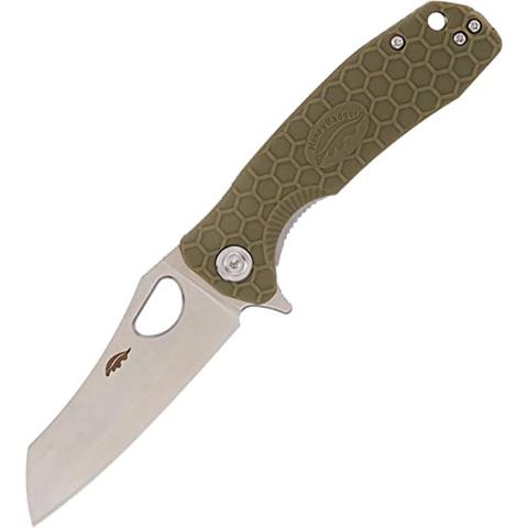 Honey Badger Wharncleaver D2 Camping Knife with Left/Right Hand Pocket Clip, Medium, Green