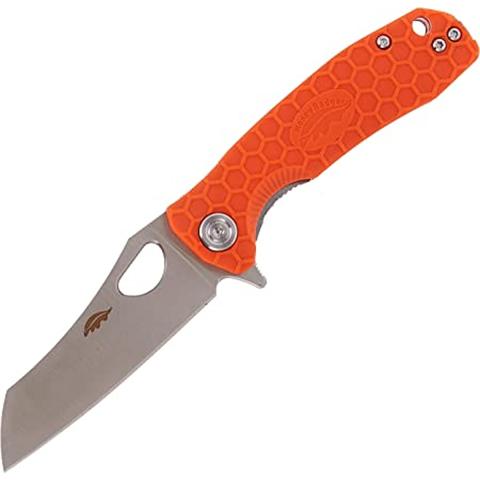 Honey Badger Wharncleaver D2 Camping Knife with Left/Right Hand Pocket Clip, Small, Orange