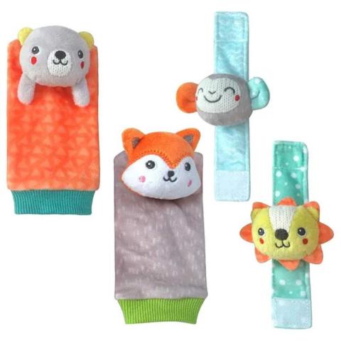 Moon Foot and Wrist Rattle ,Set of 4 -Multi Color