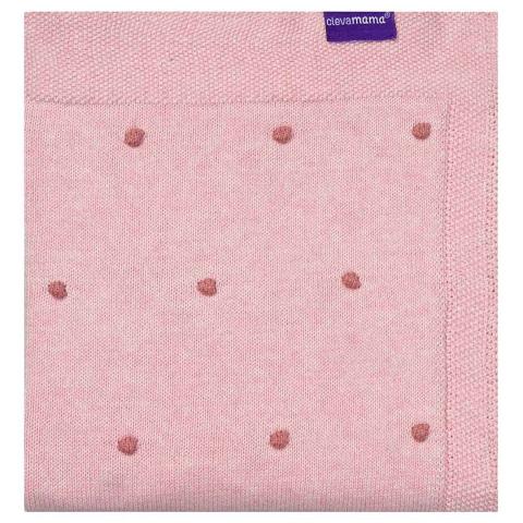 Clevamama Clevamama - Knitted Pom Pom Baby Blanket - 80x100cm - Pink
