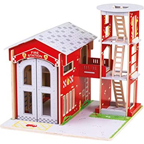 Bigjigs Toys Wooden City Fire Station Playset