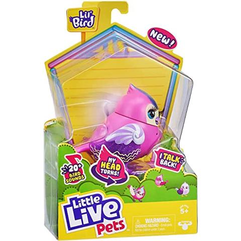 Little Live Pets Little Live Pets 26030 Lil Candi Sweet Single Pack with Bird, New Moving Head, Over 20 Bird Sounds, Reacts to Touch