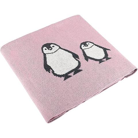 Pluchi Penguin Family Knitted Baby Blanket, Pink