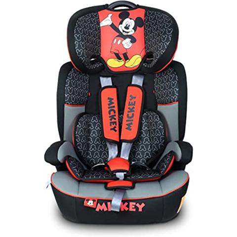 License Car Seats Disney Mickey Mouse Baby/Kids 3-in-1 Car Seat + Booster Seat - Adjustable Backrest - Extra Protection - Suitable from 9 months to 12 years (Group 1/2/3), Upto 36kg (Official Disney Product)