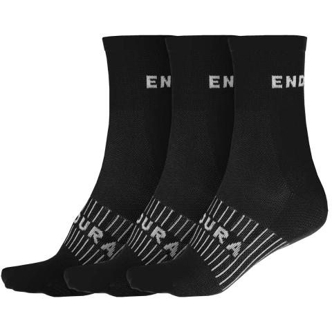 Endura CoolMax Race 3-Pcs Sock, Large/Xlarge, Black