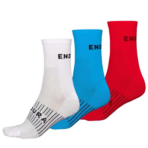 Endura CoolMax Race 3-Pcs Sock, Small/Medium, White..