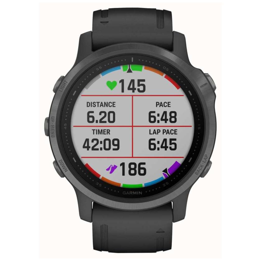 Garmin fenix 6S Sapphire,Carbon Grey DLC w/Blk Band,GPS Watch,  with Heart Rate Monitor