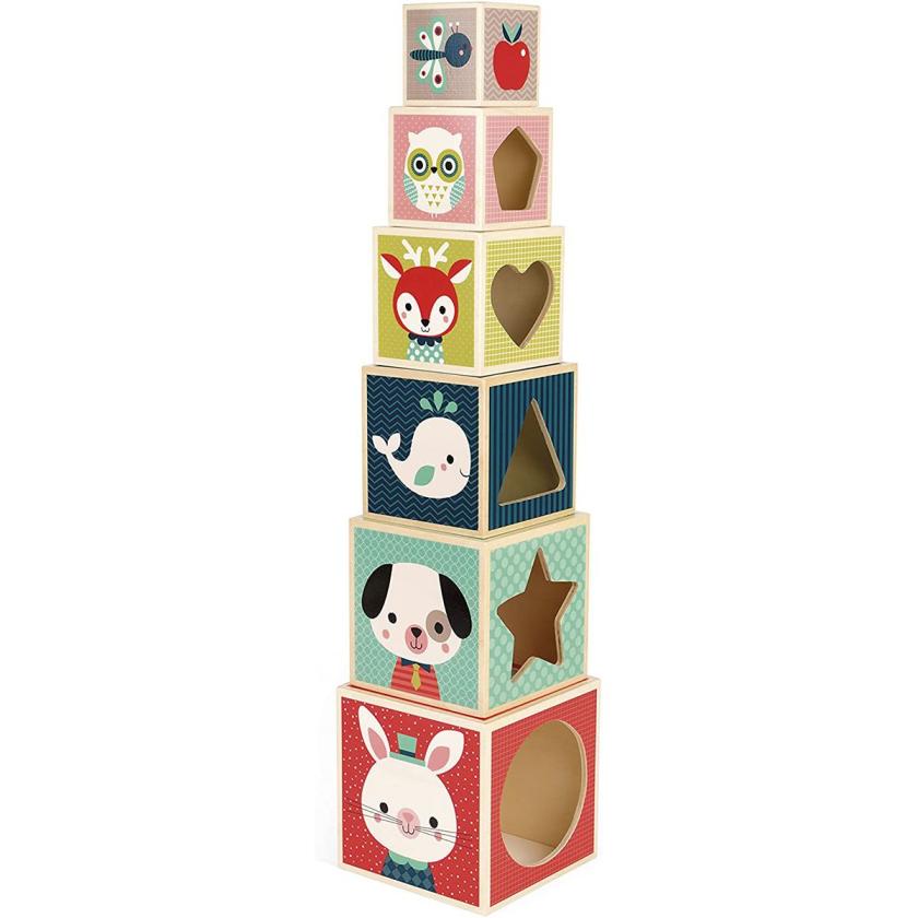Jurato Janod Wooden Baby Forest 6-Block Pyramid